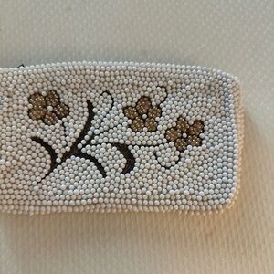 White Beaded Floral Clutch